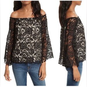 Alice + Olivia Prena Lace Off Shoulder Boho Blouse